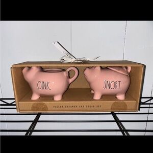 Rae Dunn Pink Piglet Creamer and Sugar Set